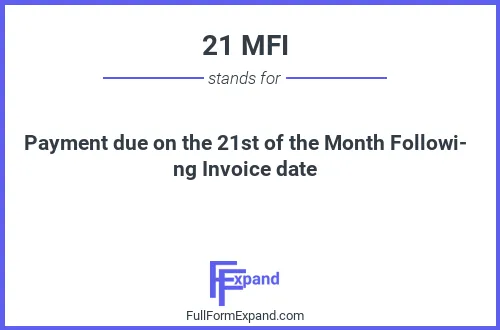 Full form of 21 MFI