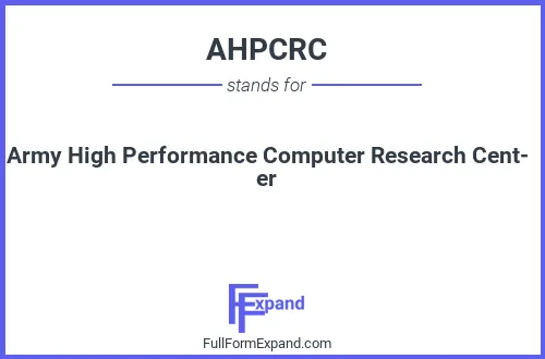Full form of AHPCRC