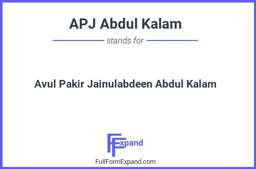 Full form of APJ Abdul Kalam