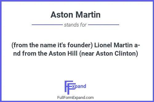 Full form of Aston Martin