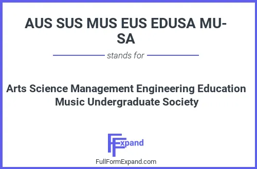 Full form of AUS SUS MUS EUS EDUSA MUSA