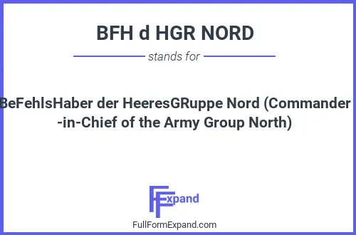 Full form of BFH d HGR NORD