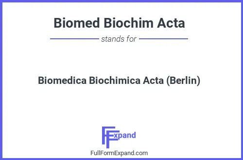 Full form of Biomed Biochim Acta