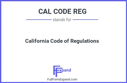 Full form of CAL CODE REG