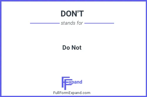 Full form of DON'T