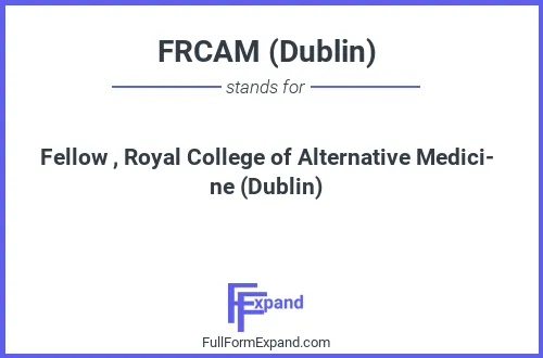 Full form of FRCAM (Dublin)