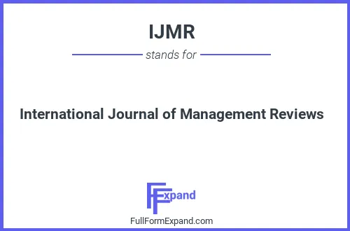 Full form of IJMR