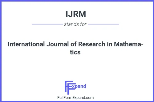 Full form of IJRM