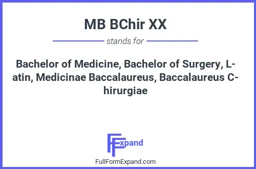 Full form of MB BChir XX