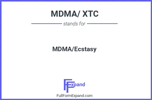Full form of MDMA/ XTC