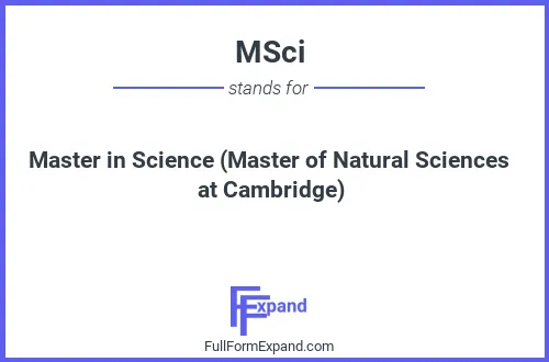 Full form of MSci