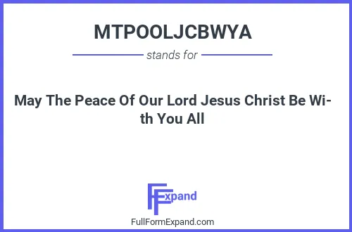 Full form of MTPOOLJCBWYA