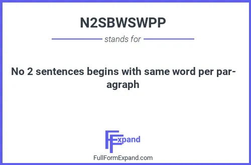 Full form of N2SBWSWPP