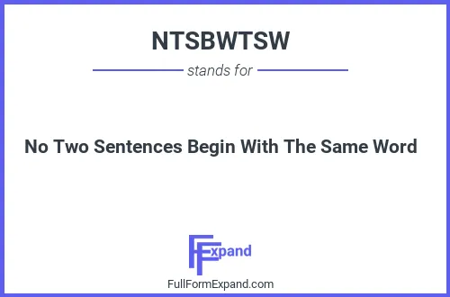 Full form of NTSBWTSW