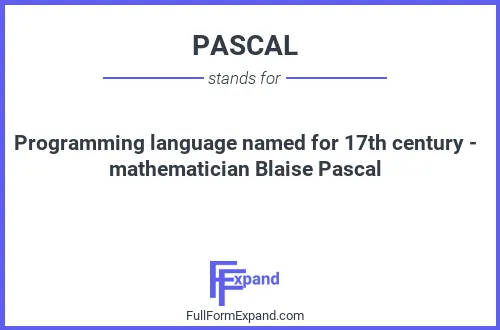 Full form of PASCAL