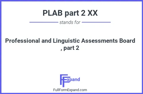 Full form of PLAB part 2 XX