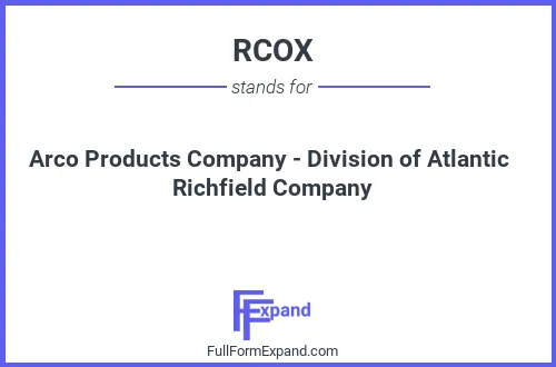 Full form of RCOX