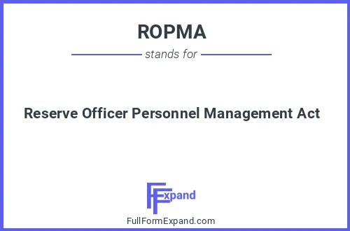 Full form of ROPMA