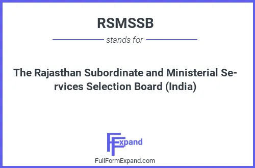 Full form of RSMSSB