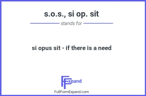 Full form of s.o.s., si op. sit