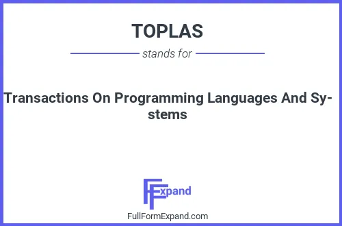 Full form of TOPLAS