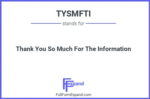 Full form of TYSMFTI