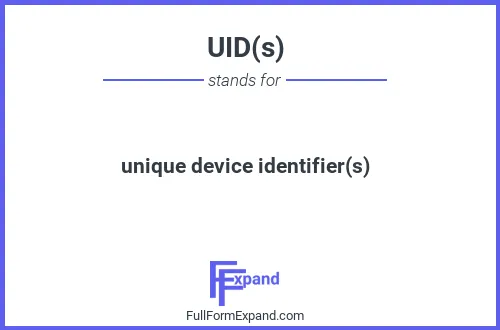 Full form of UID(s)