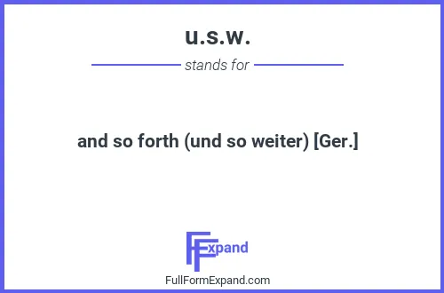 Full form of u.s.w.